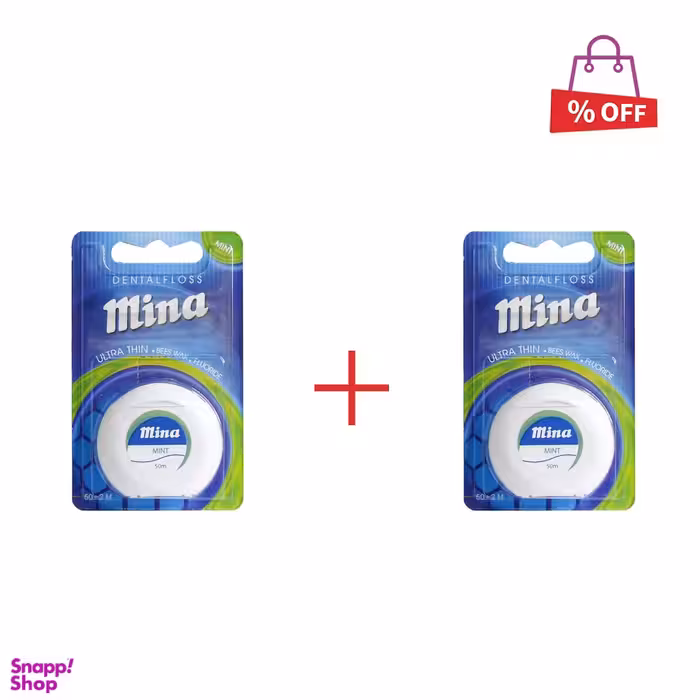 نخ دندان مینا (Mina) مدل Ultra thin با اسانس نعناع طول 50 متر مجموعه 2 عددی