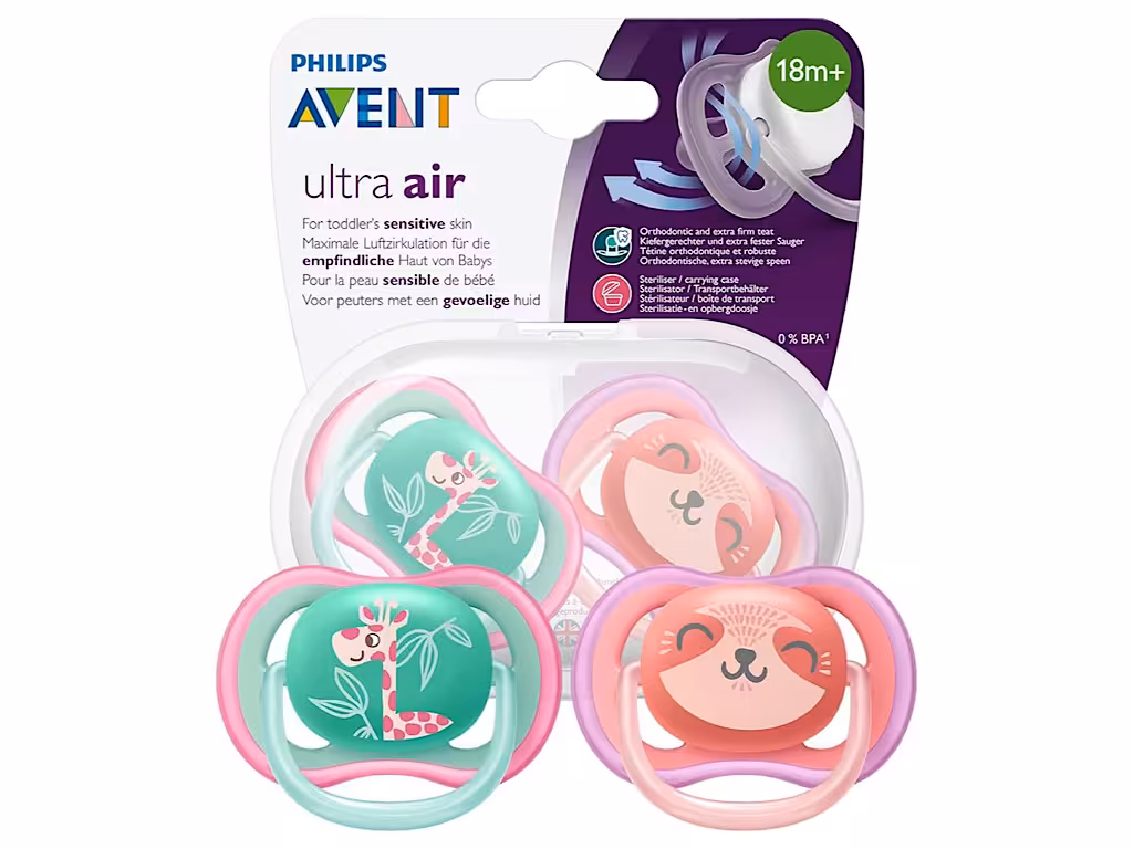 پستانک ارتودنسی دو عددی نوزادی  18 ماه مدل ultra air فیلیپس اونت philips avent