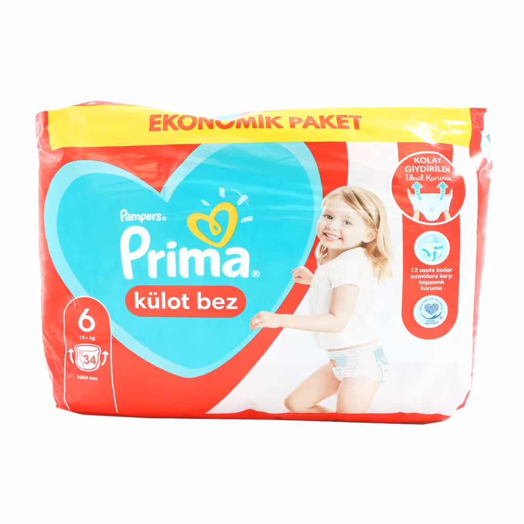 پوشک شورتی پریما سایز 6 بسته 34 عددی