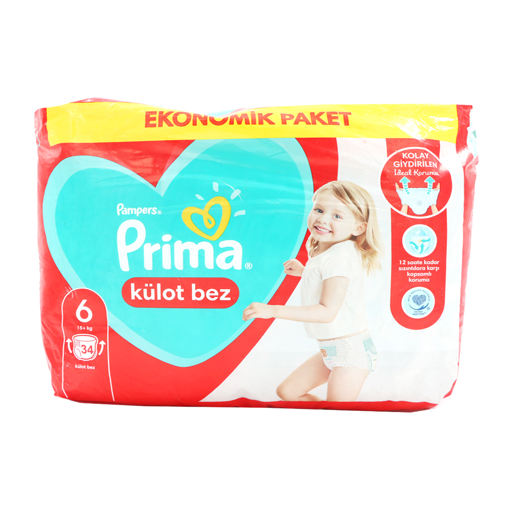 پوشک شورتی پریما سایز 6 بسته 34 عددی