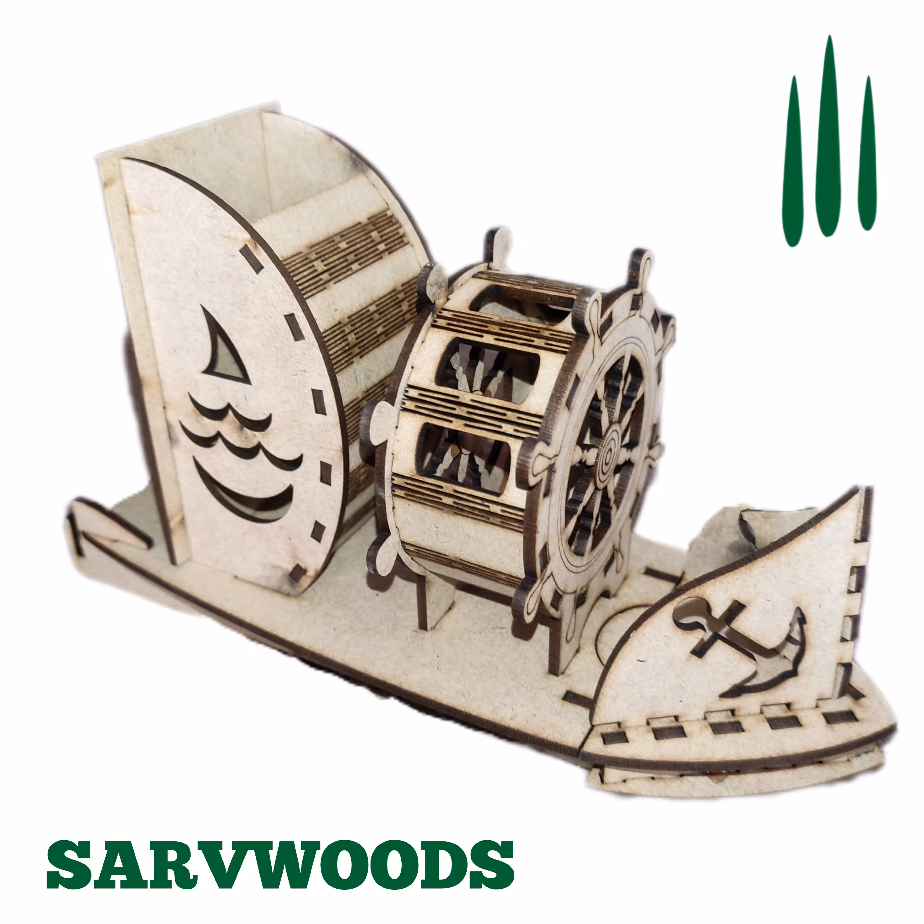 جامدادی کشودار رومیزی طرح کشتی کد 2 رنگ زرد