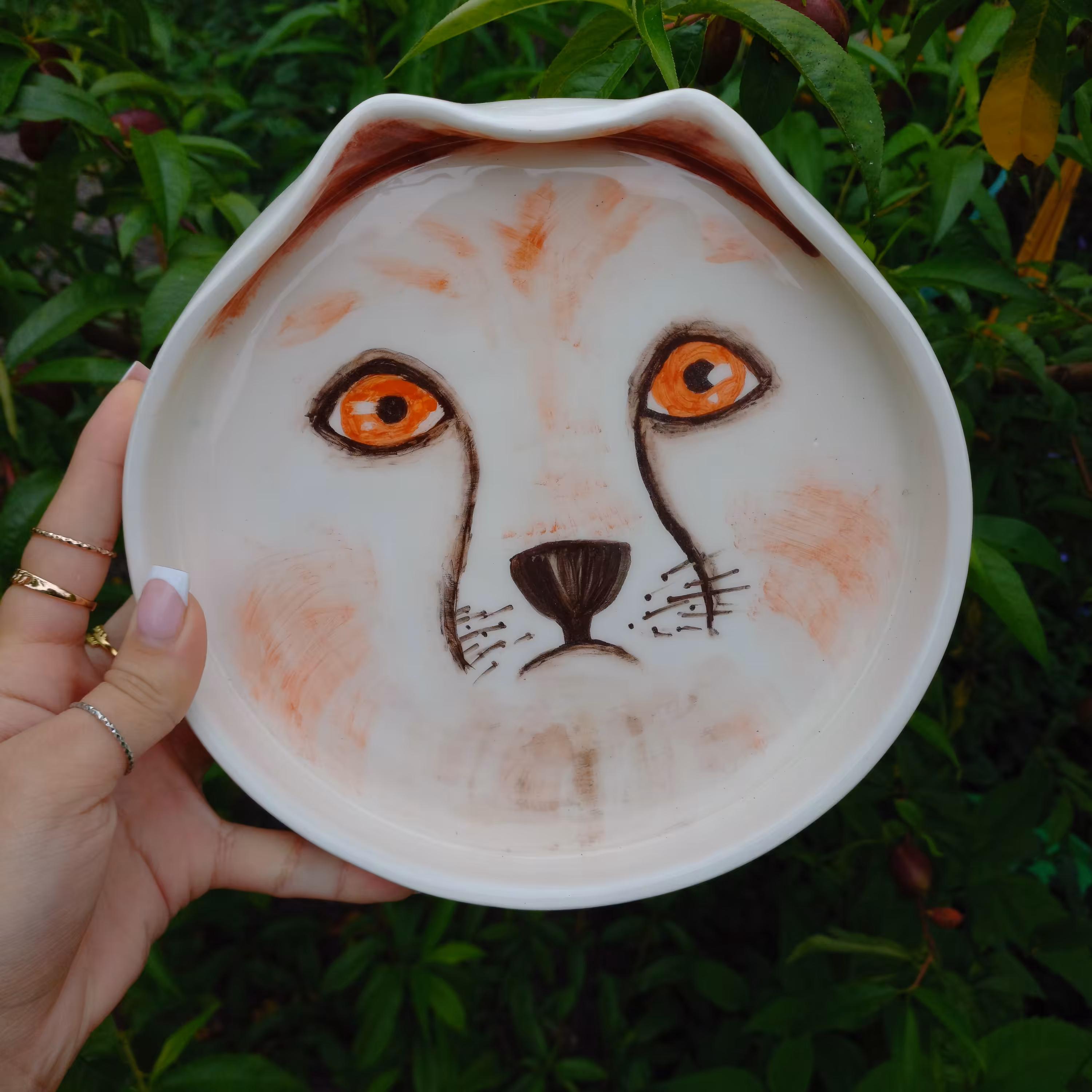 بشقاب سرامیکی دست ساز طرح گربه