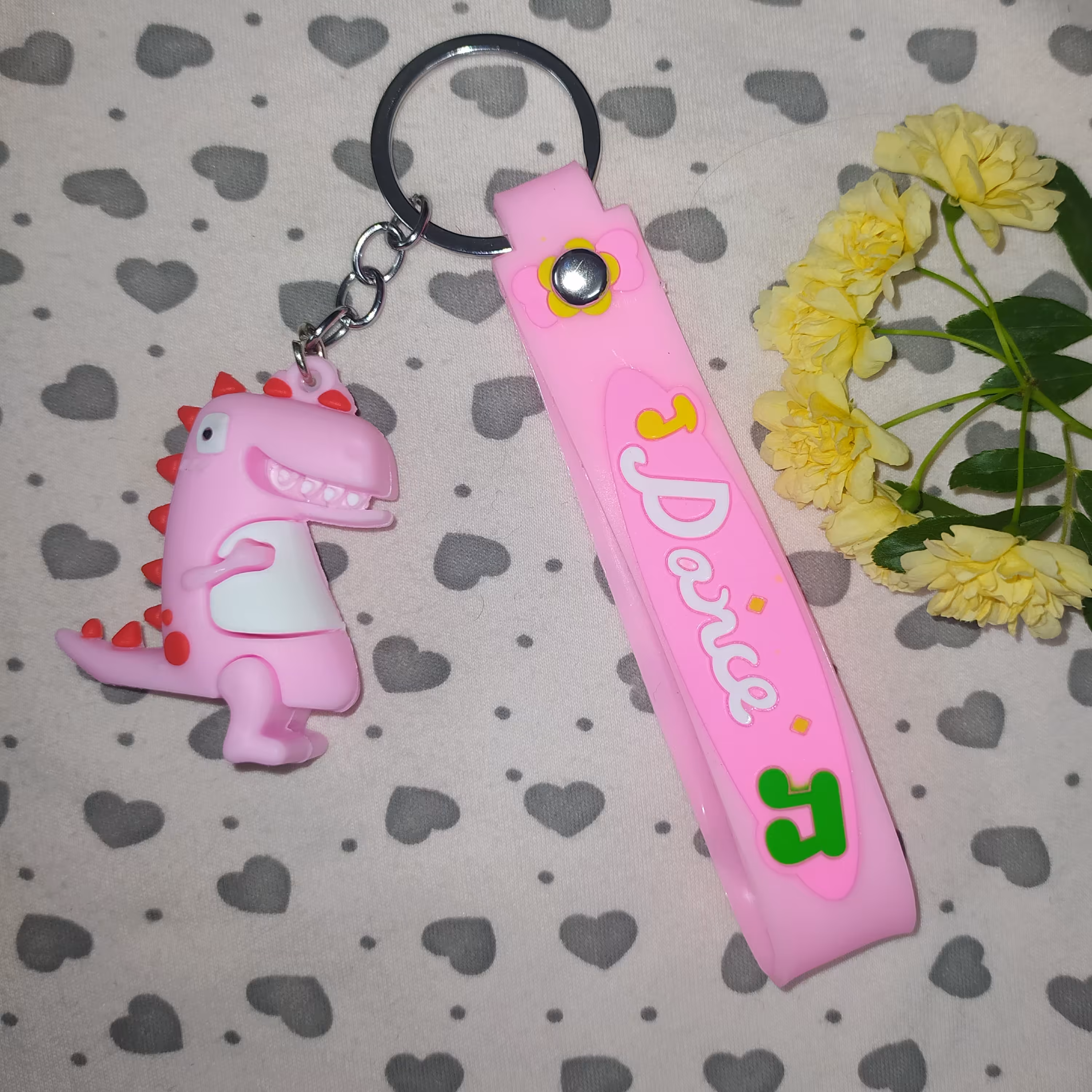 سرکلیدی (جاسوییچی)فانتزی سیلیکونی طرح دایناسور  رنگ صورتی 