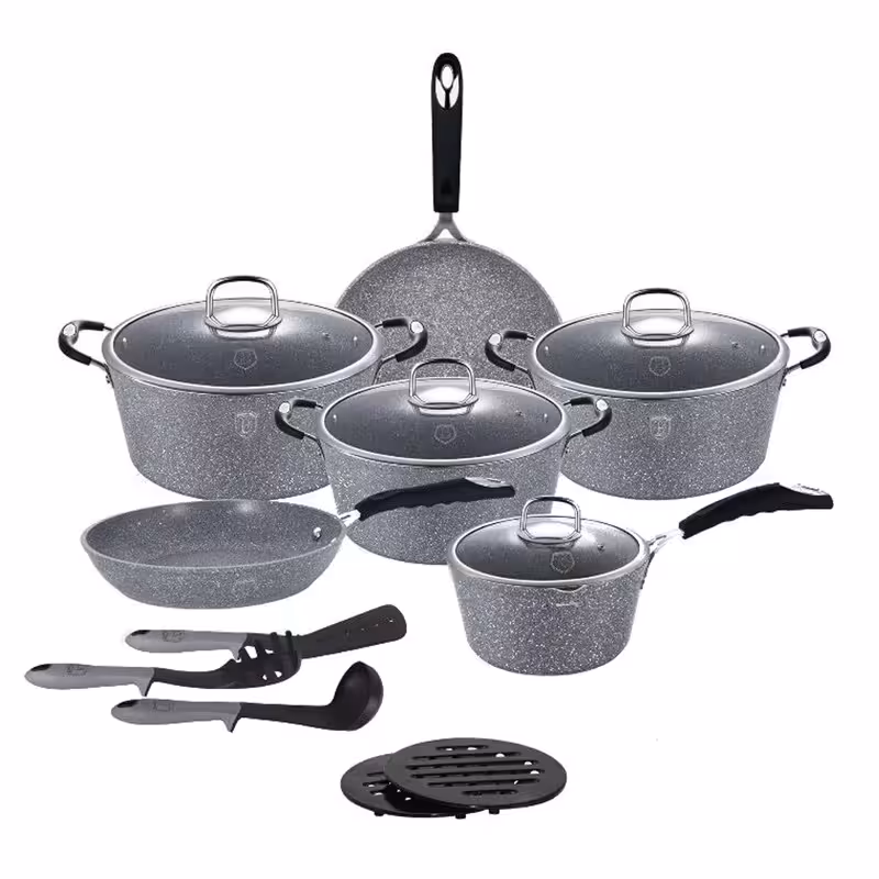 سرویس قابلمه برلینگر هاوس مجارستان رنگ سنگی طوسی گرانیت برلینگر هوس مجارستانی گرانیتی چدن berlinger haus سنگ گرانیت