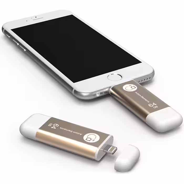 آدام المنتس فلش مموری لایتنینگ مدل iKlips با ظرفیت 64 گیگابایت طلایی - Hiapple.ir