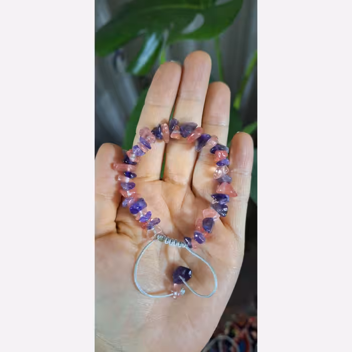 دستبند آمیتیست و کوارتز 