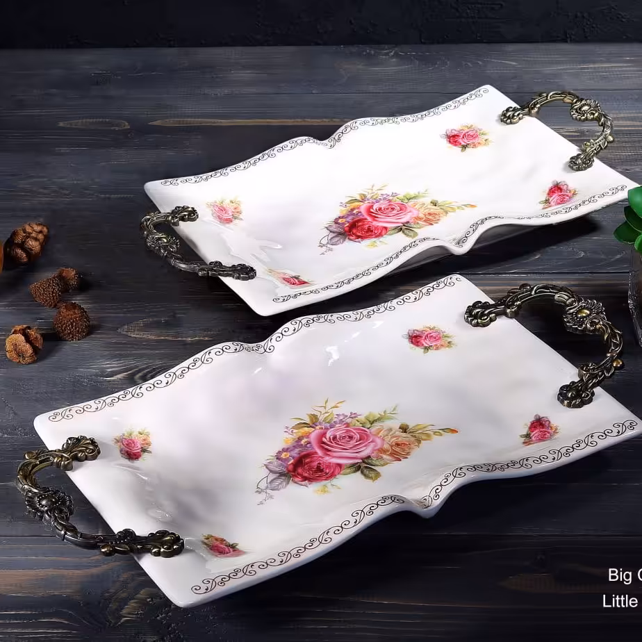 دیس مستطیل چینی گلدار