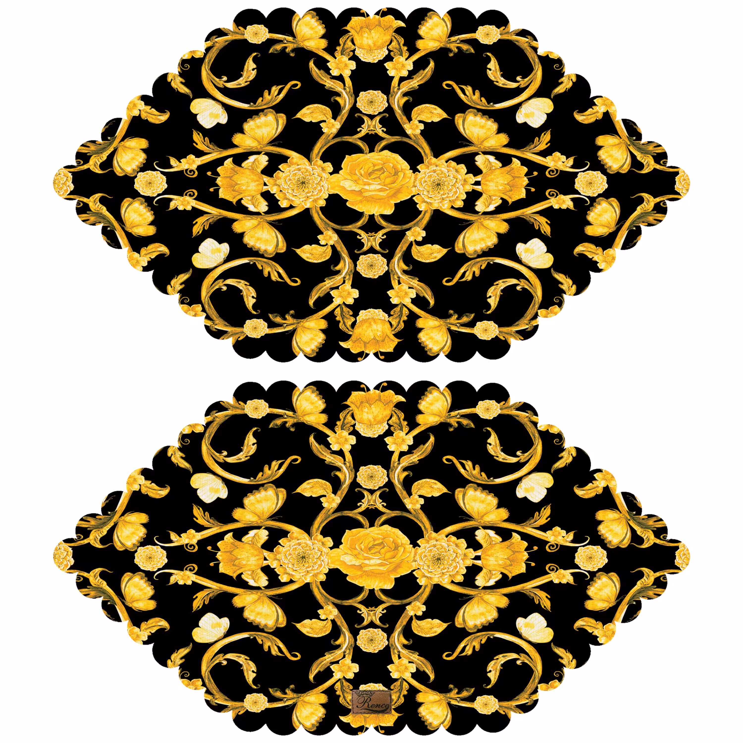 رومیزی مخمل طرح گل دو عدد سایز 30 در 50 مدل T5-156 شرکت رنس