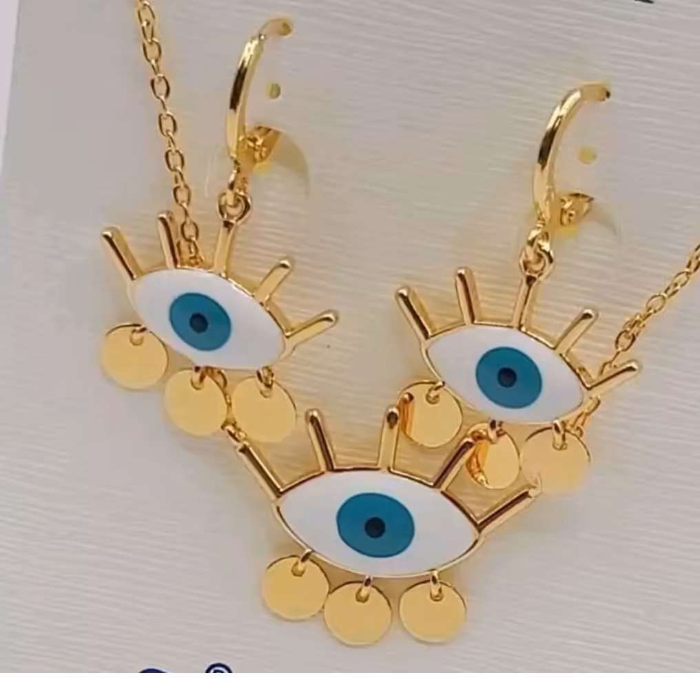 گردنبند چشم نظرمدل آویز دار  به همراه گوشواره  طرح 001