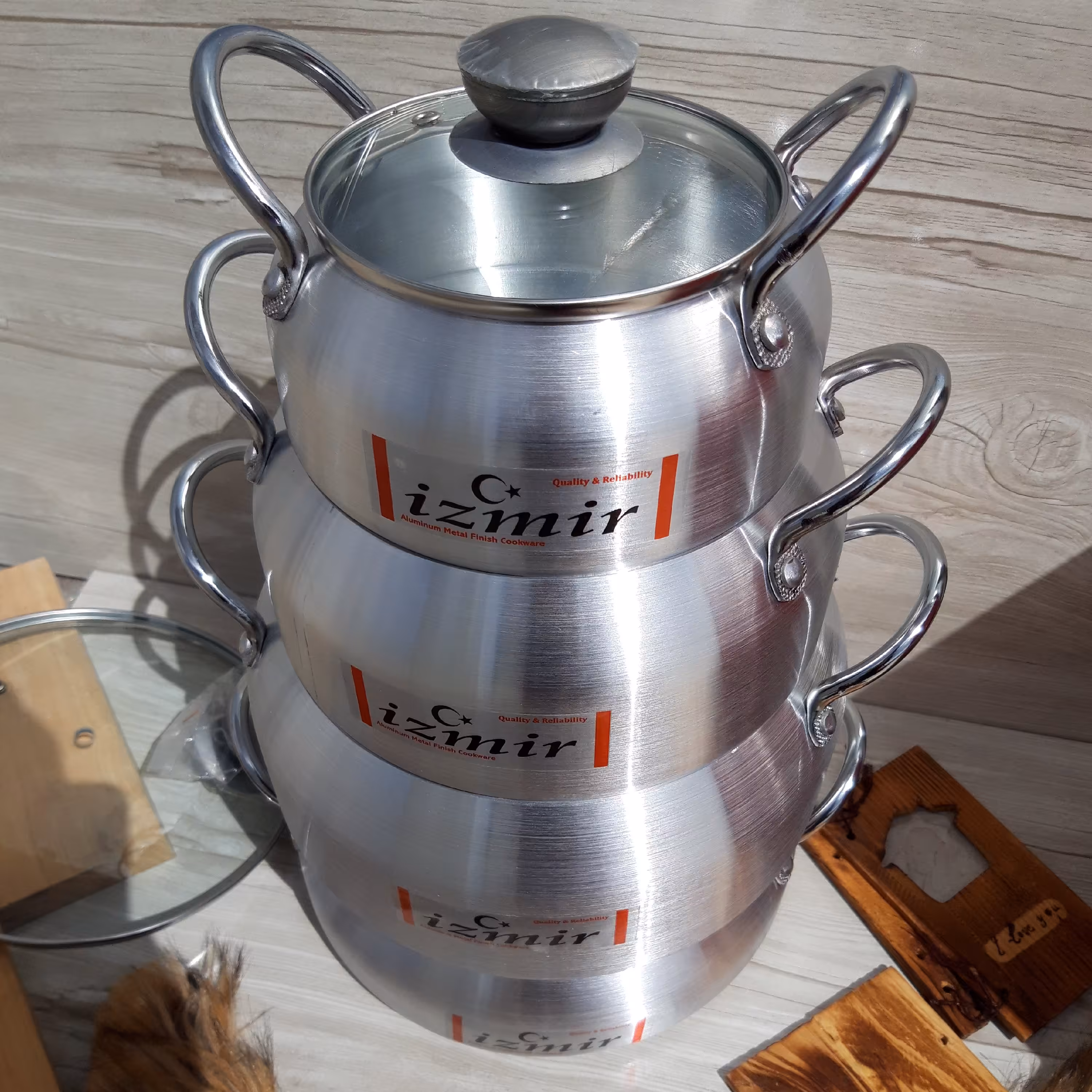 سرویس قابلمه روحی 7پارچه ازمیر دسته نقره ای