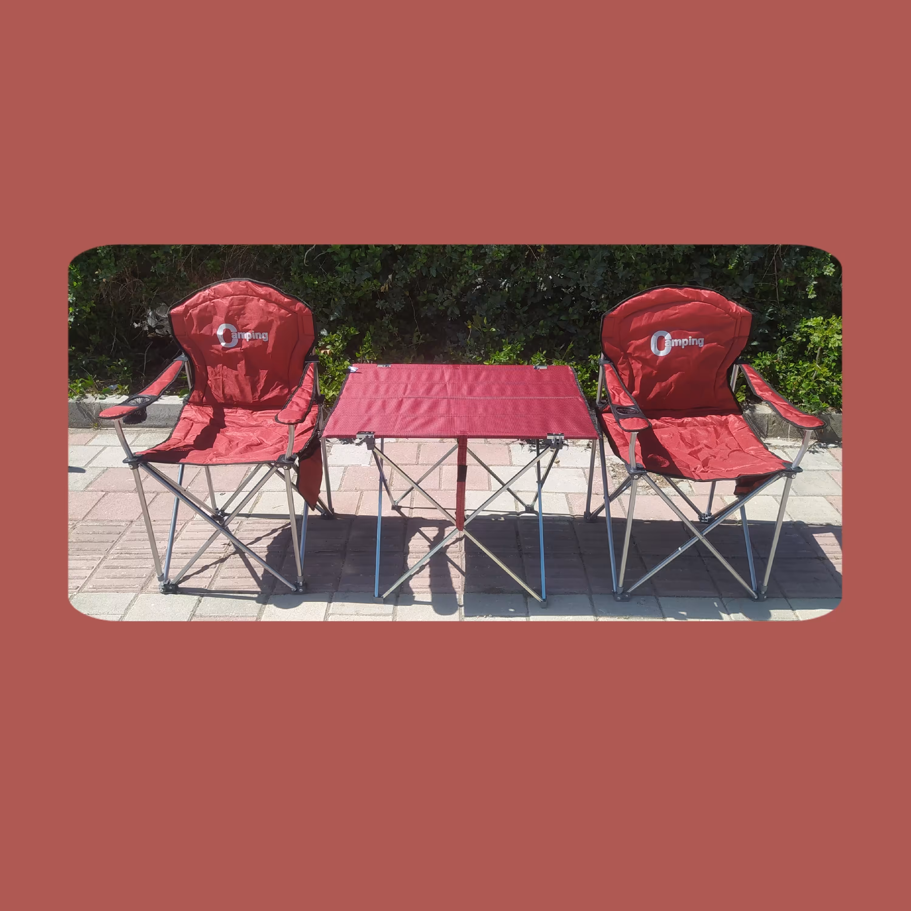 صندلی کمپینگ ست دو نفره  زرشکی 