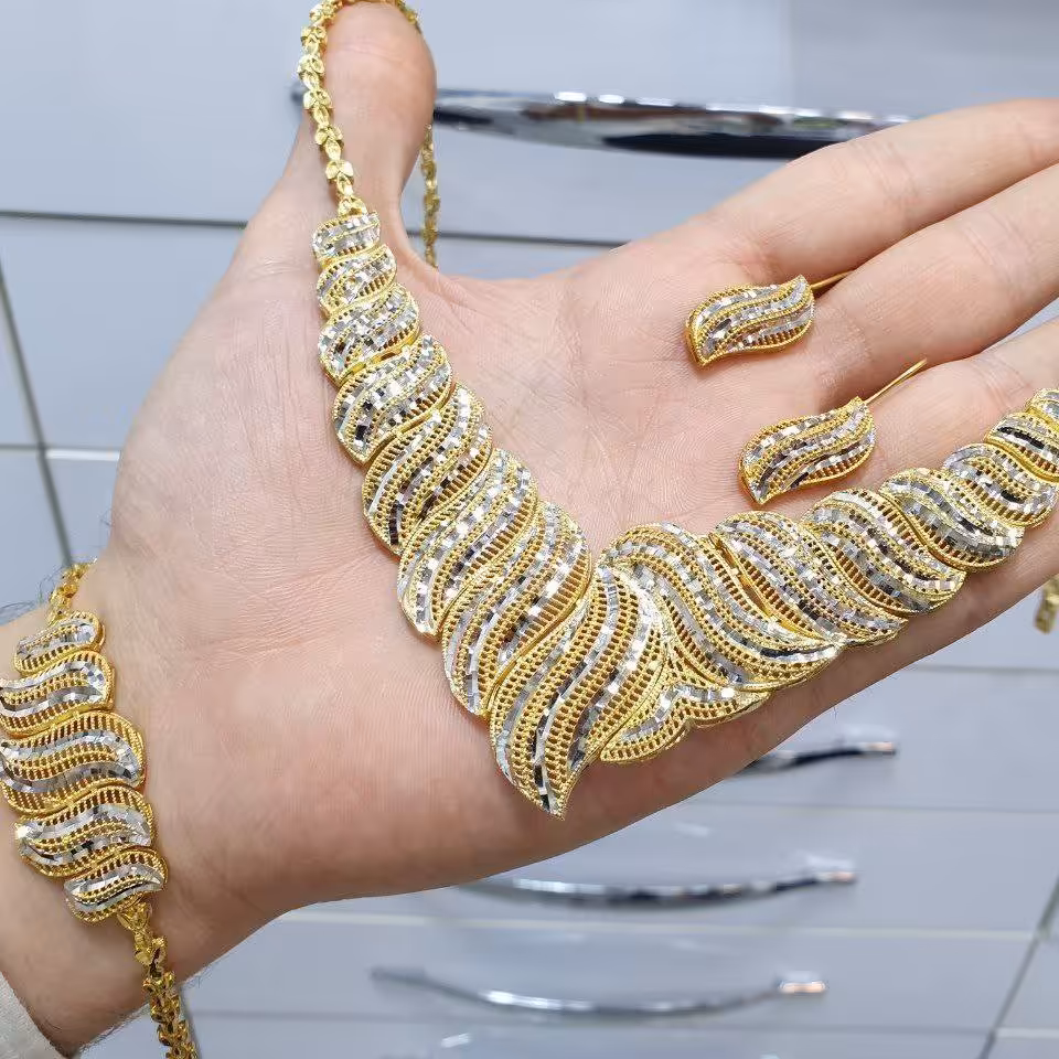 سرویس خامه ای نقره عیار 925 روکش طلا عینا طلا