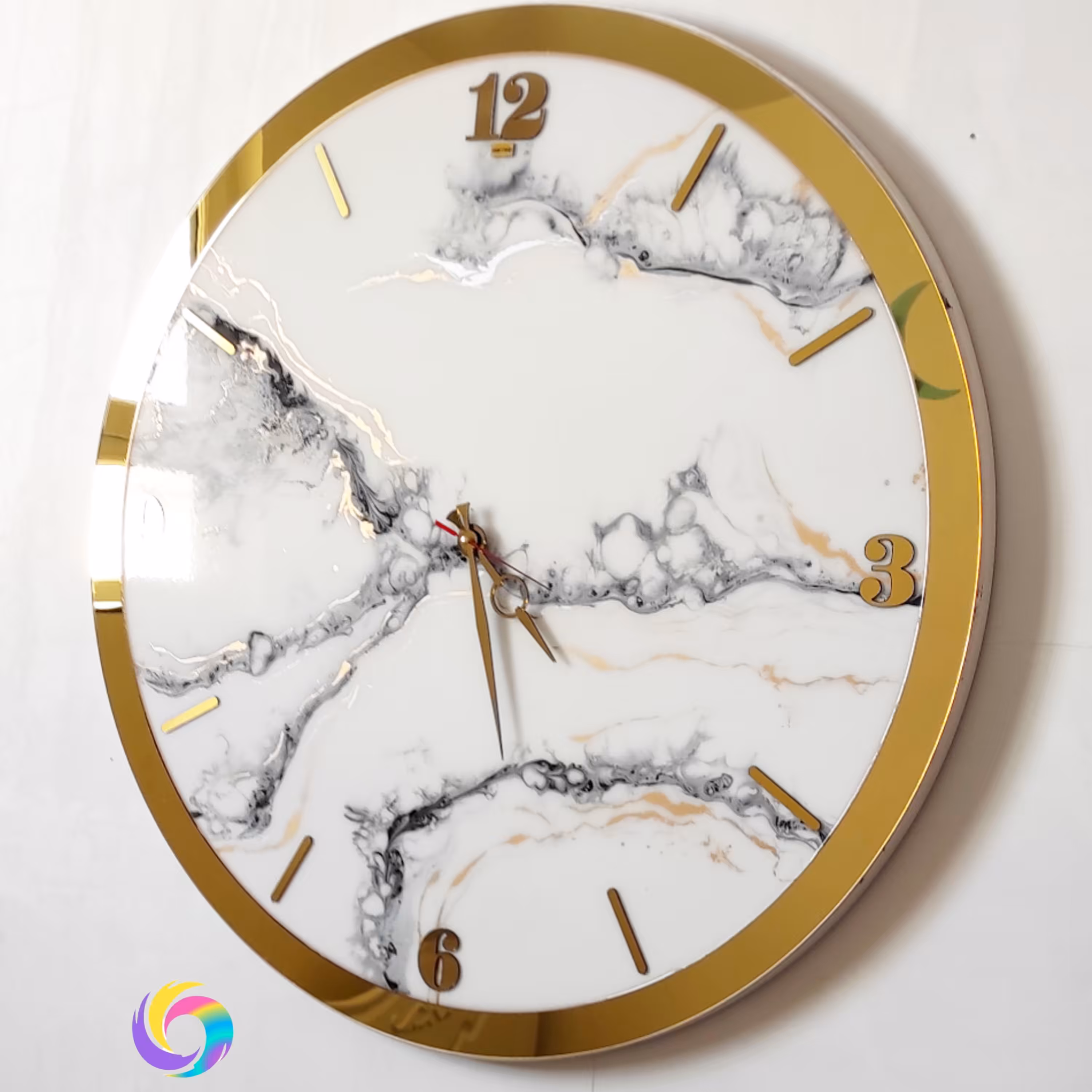 ساعت دیواری رزینی قطر 80 سانت رینگ دار خیلی خاص و شیک 