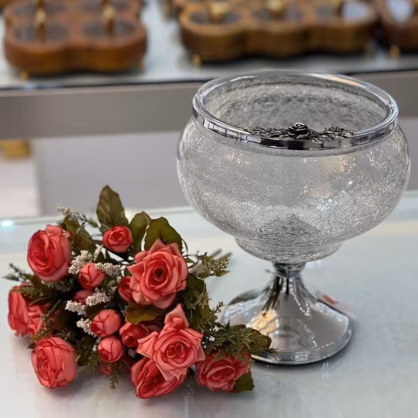 کاسه اجیل نقره ای طرح ابگز