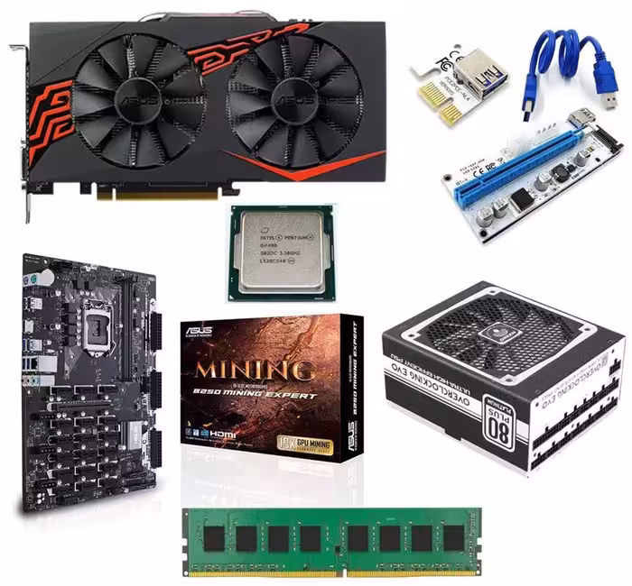 ریگ ماینینگ MC-RIG X8 ASUS RX470 MINING LED 4GB