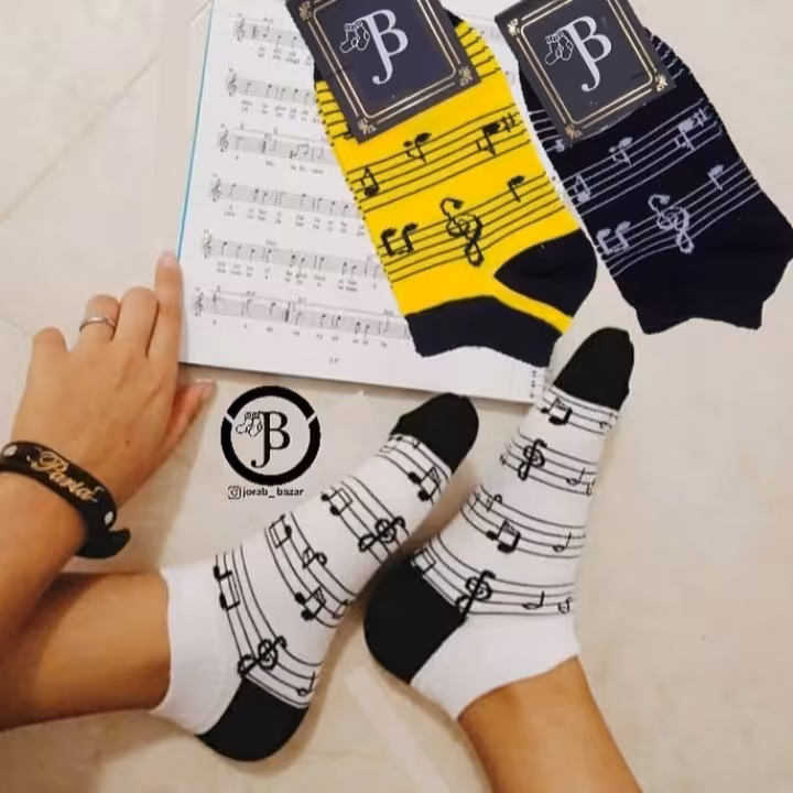 جوراب مچی دخترونه طرح نت موسیقی