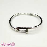 دستبند النگویی زنانه مدل میخی کارتیه نقره ای کد 1391