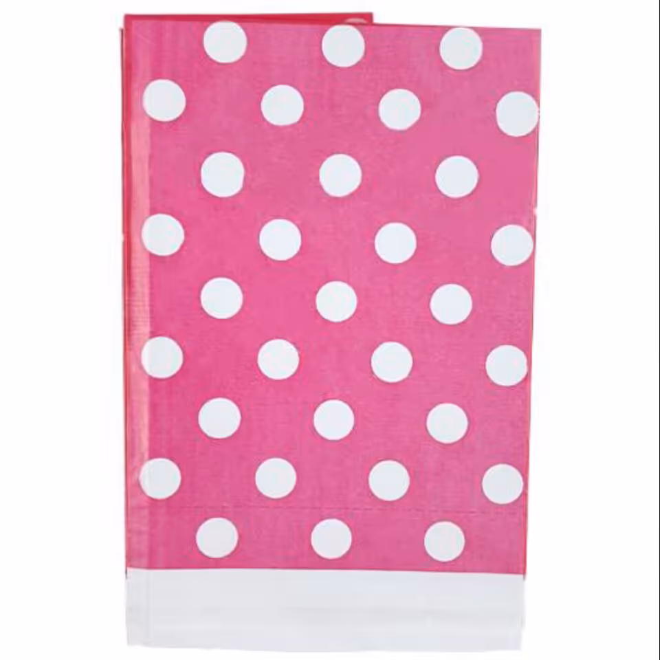 تم تولد سفره رومیزی تم صورتی خال سفید(پک یک در یک )