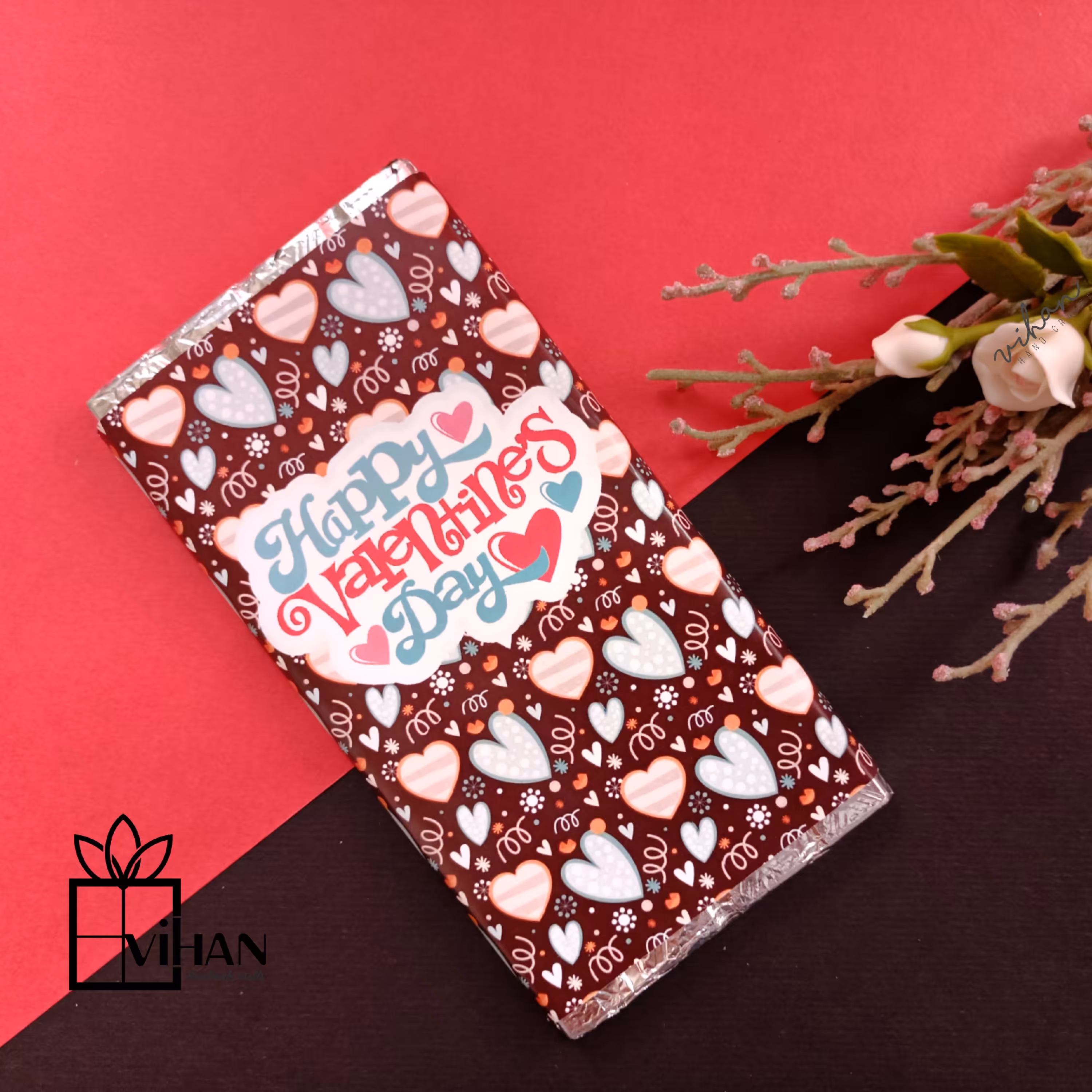 شکلات تبلت کادویی با کاور تم روز عشق به همراه یک عدد کارت و دو عدد تگ 9