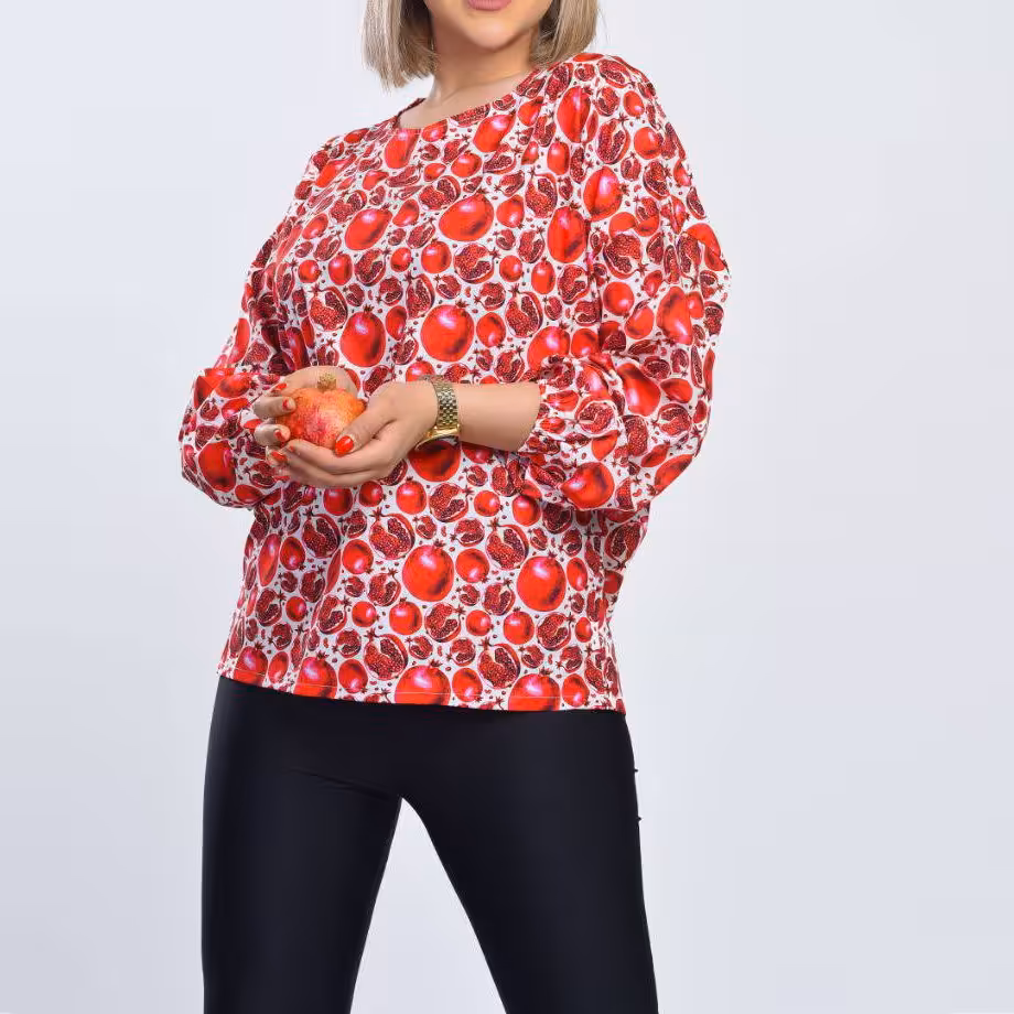 شومیز طرح دار بوگاتی طرح یلدایی فری سایز تا46 (ارسال رایگان)