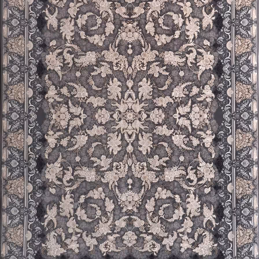 فرش  اکرلیک  6 متری 700 شانه طرح آترین رنگ دودی کد N183