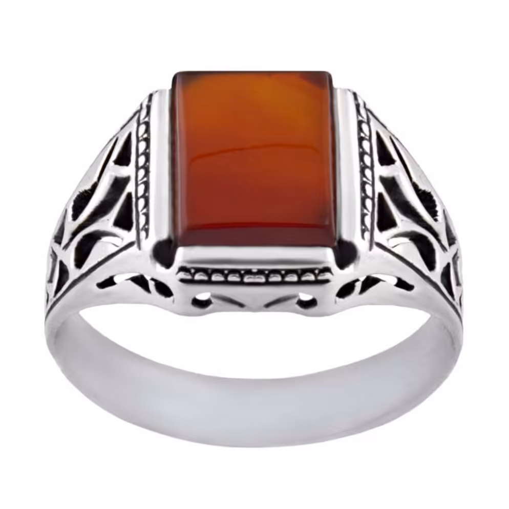 انگشتر نقره مردانه سنگ عقیق بازرگانی لطفی 01