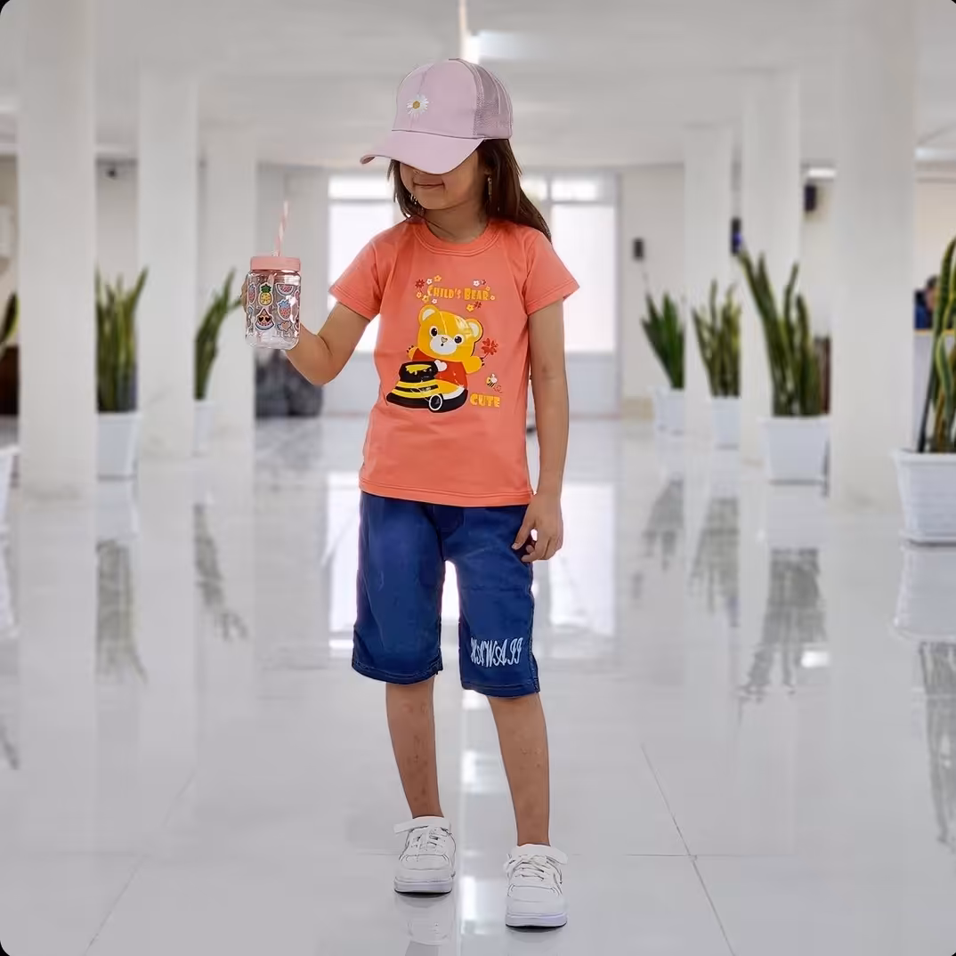 تیشرت تک خرس و کندوی عسل  دخترونه سایز  40 و 45  چهار رنگ خوشجل 