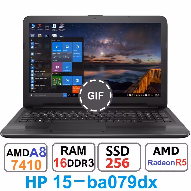لپتاپ hp 15-ba079dx پردازنده A8-7410 رم16