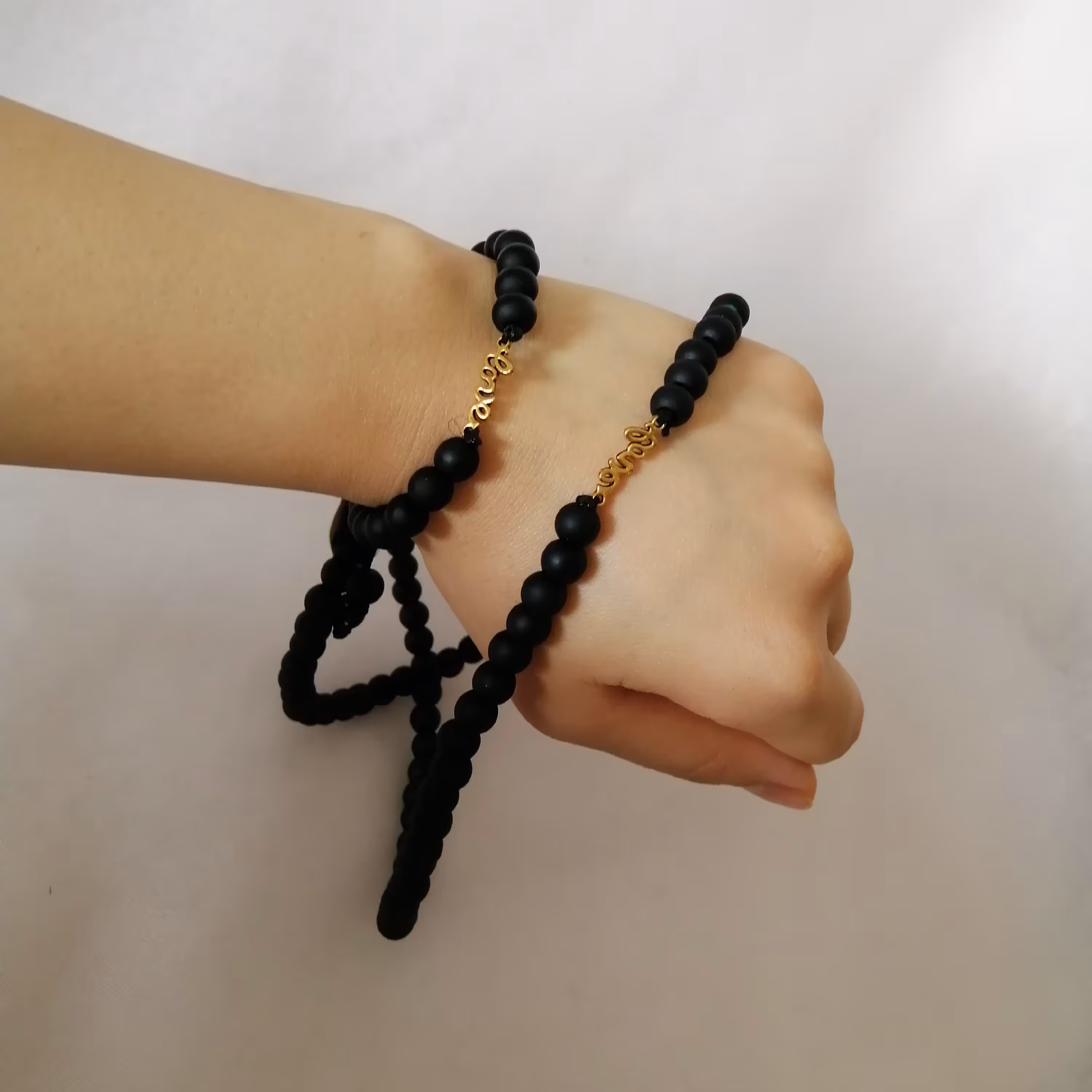 ست گردنبند ودستبند اونیکس پلاک دار طرح 3