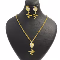 نیم ست استیل نگین دار طرح ضربان رنگ ثابت ضد حساسیت