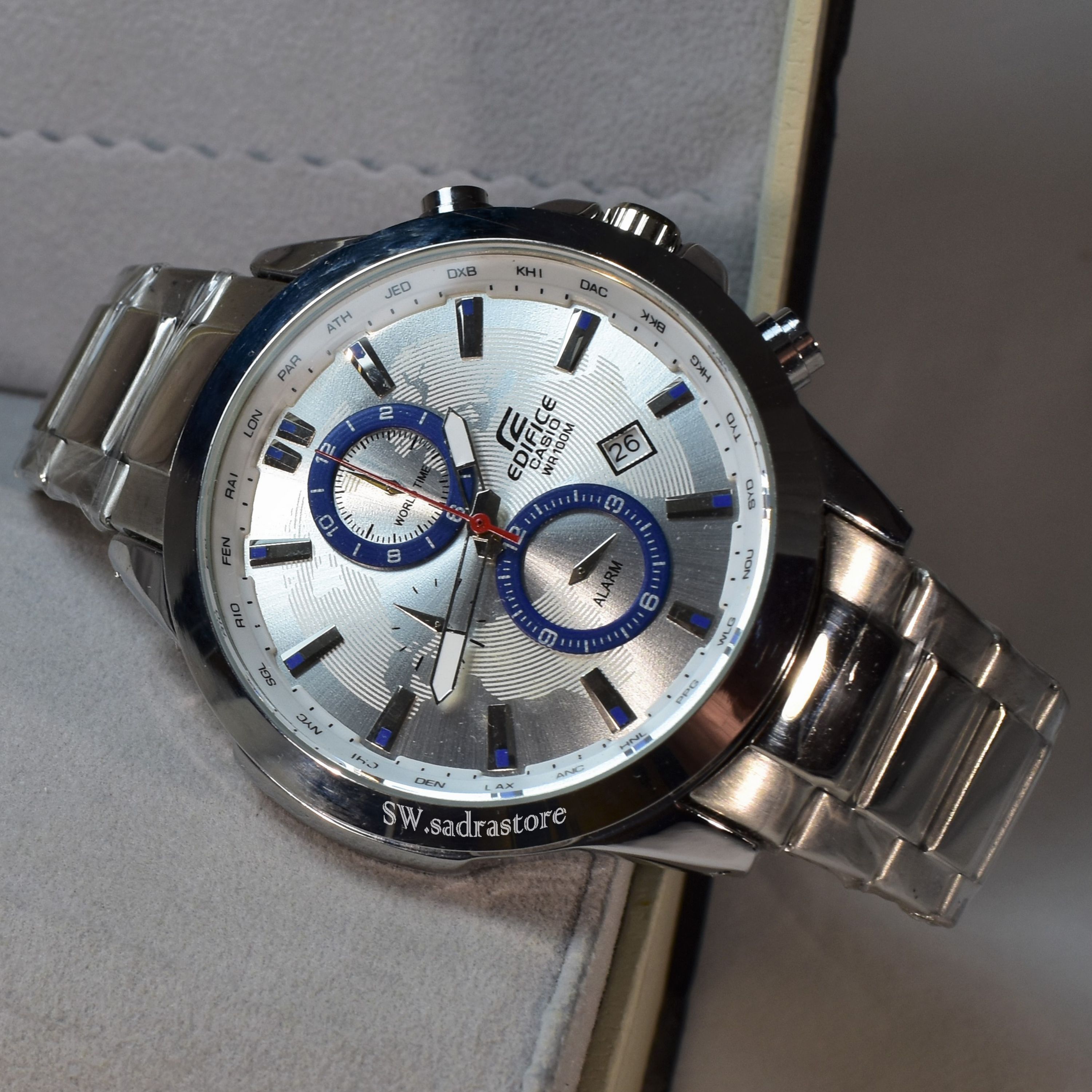 CASIO EDIFICE EF-535 کاسیو ادیفایس صفحه با طرح قاره 4 موتوره کرنوگراف