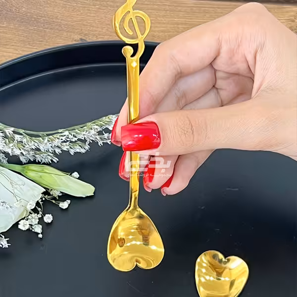 قاشق چای طرح نت مدل قلب 6 عددی
