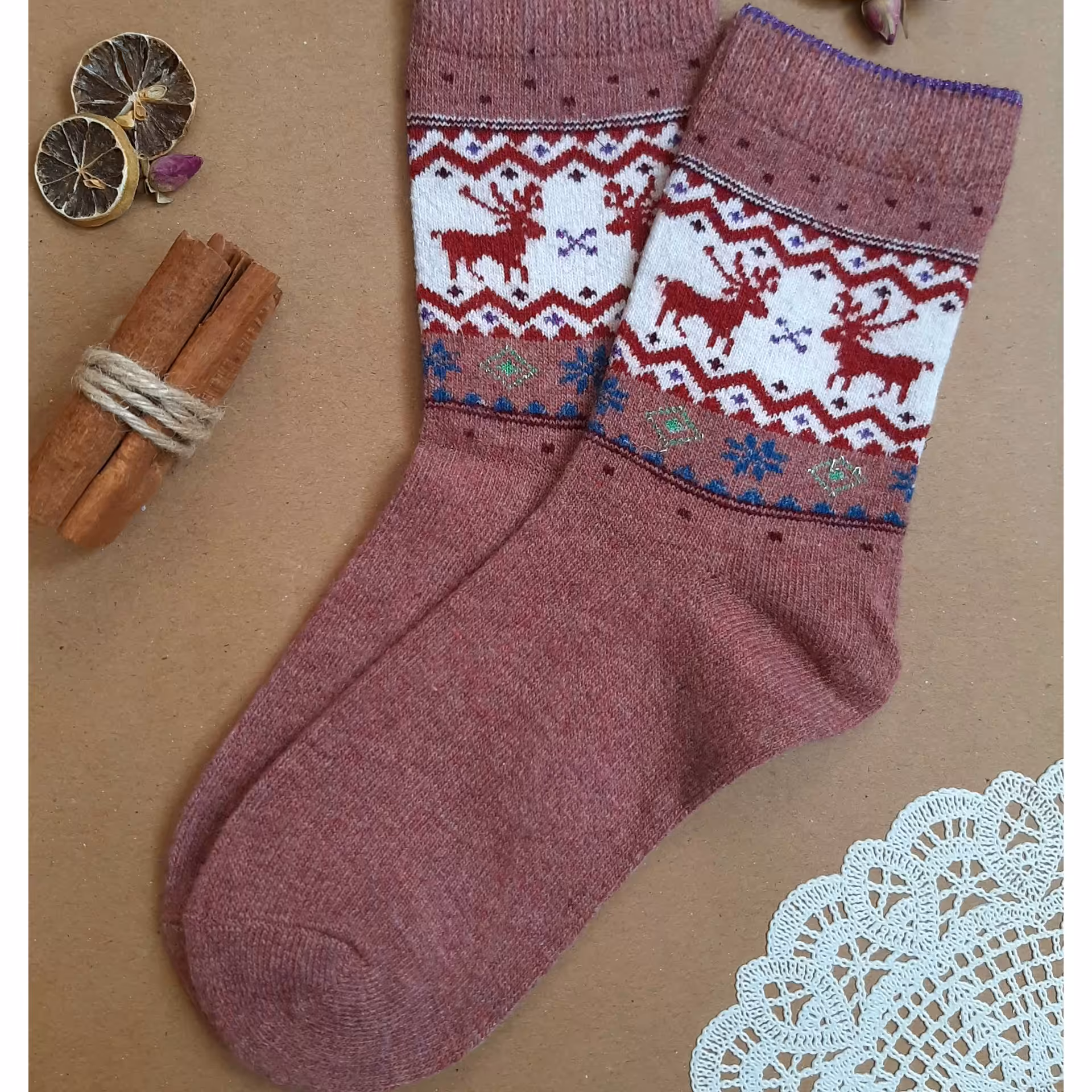 جوراب ساقدار  پشمی گوزنی