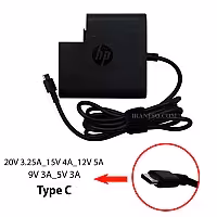 آداپتور تبلت-موبایل-لپ تاپ اچ پی 20V 3.25A_15V 4A_12V 5A_9V 3A_5V 3A Type C_Gimo Plus مربعی-کابل سه تایی