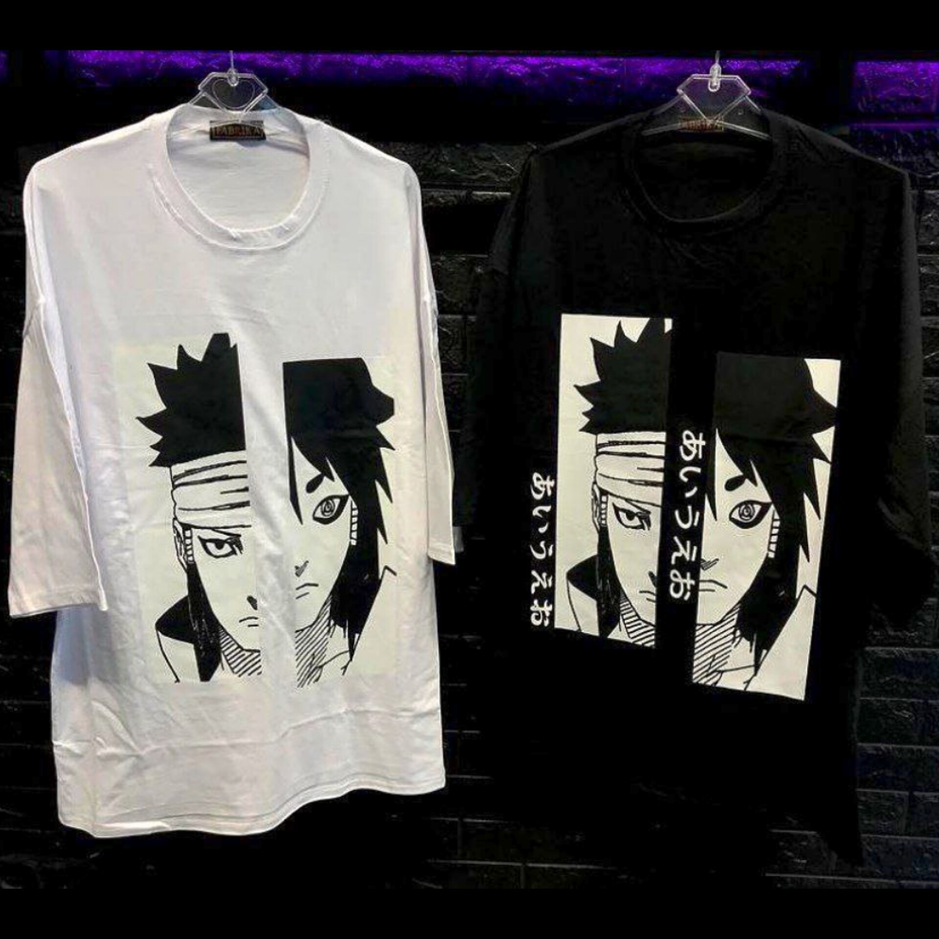 تیشرت لانگ انیمه نخ پنبه تک رنگ سفید