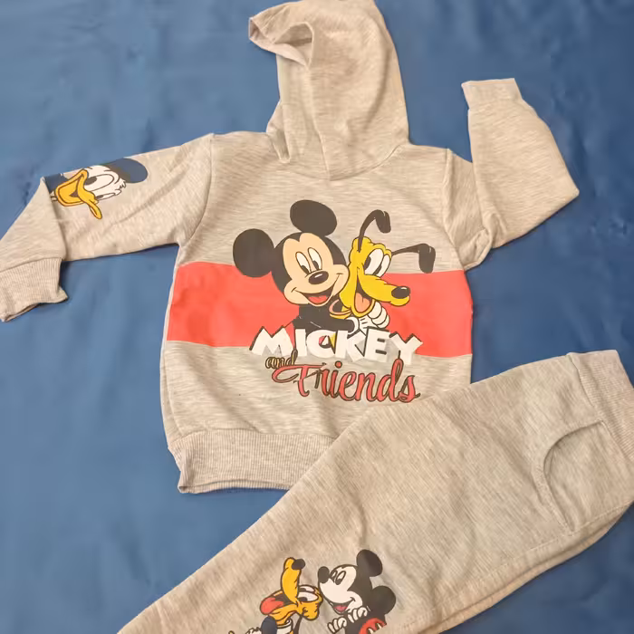 هودی شلوار  میکی موس اسپرت،دور مچ دست و پا کش بافت کلاه دار 