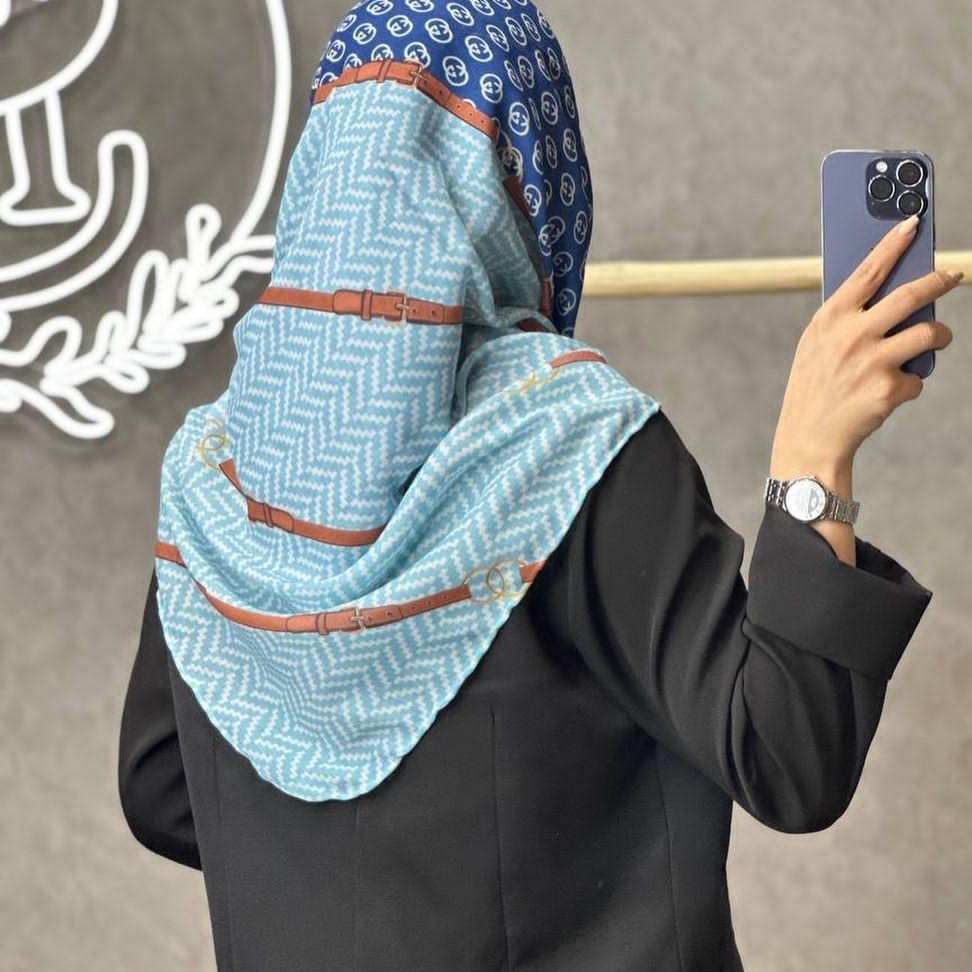 روسری سوپر نخ قواره 100 کد 3344 تک رنگ دست دوز