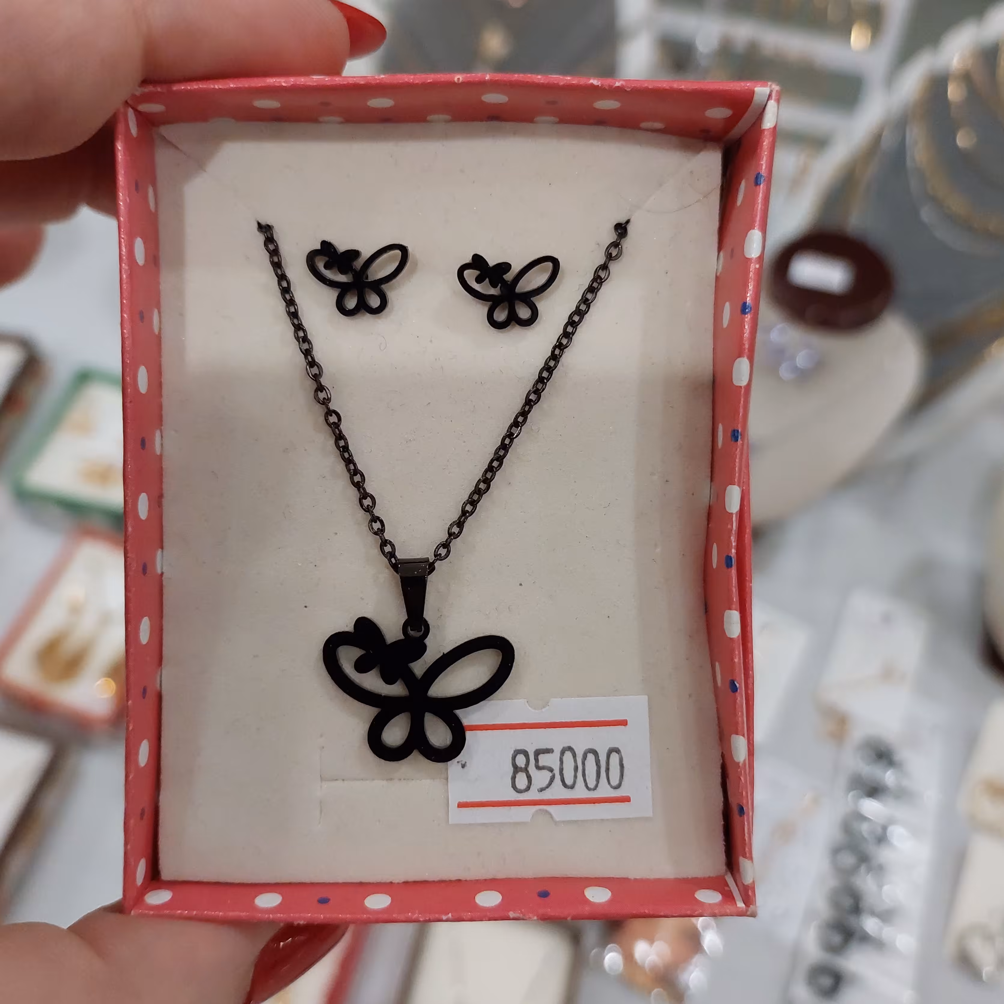 نیم ست استیل مشکی طرح قلب