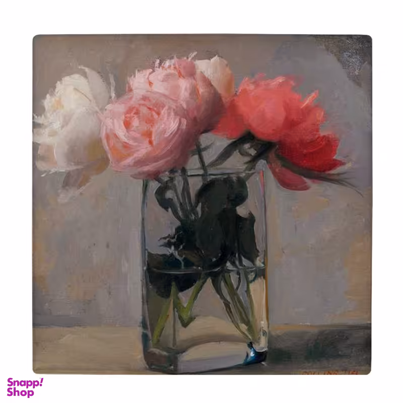 زیر لیوانی طرح نقاشی گل های رز در لیوان شیشه ای کد 3455335_1310