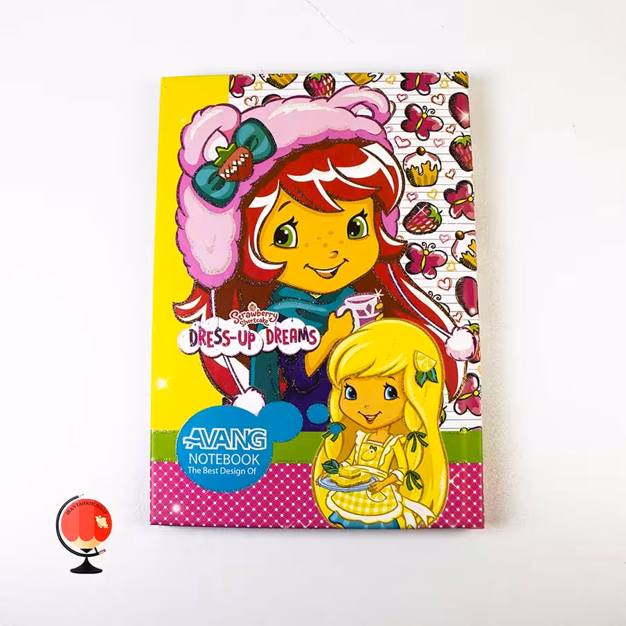 دفتر مشق 100 برگ دوختی طرح دختر توت فرنگی جلد سخت برند آونگ