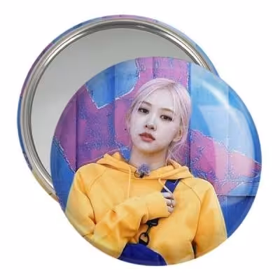 آینه جیبی خندالو مدل رزی بلک پینک Black Pink کد 14430