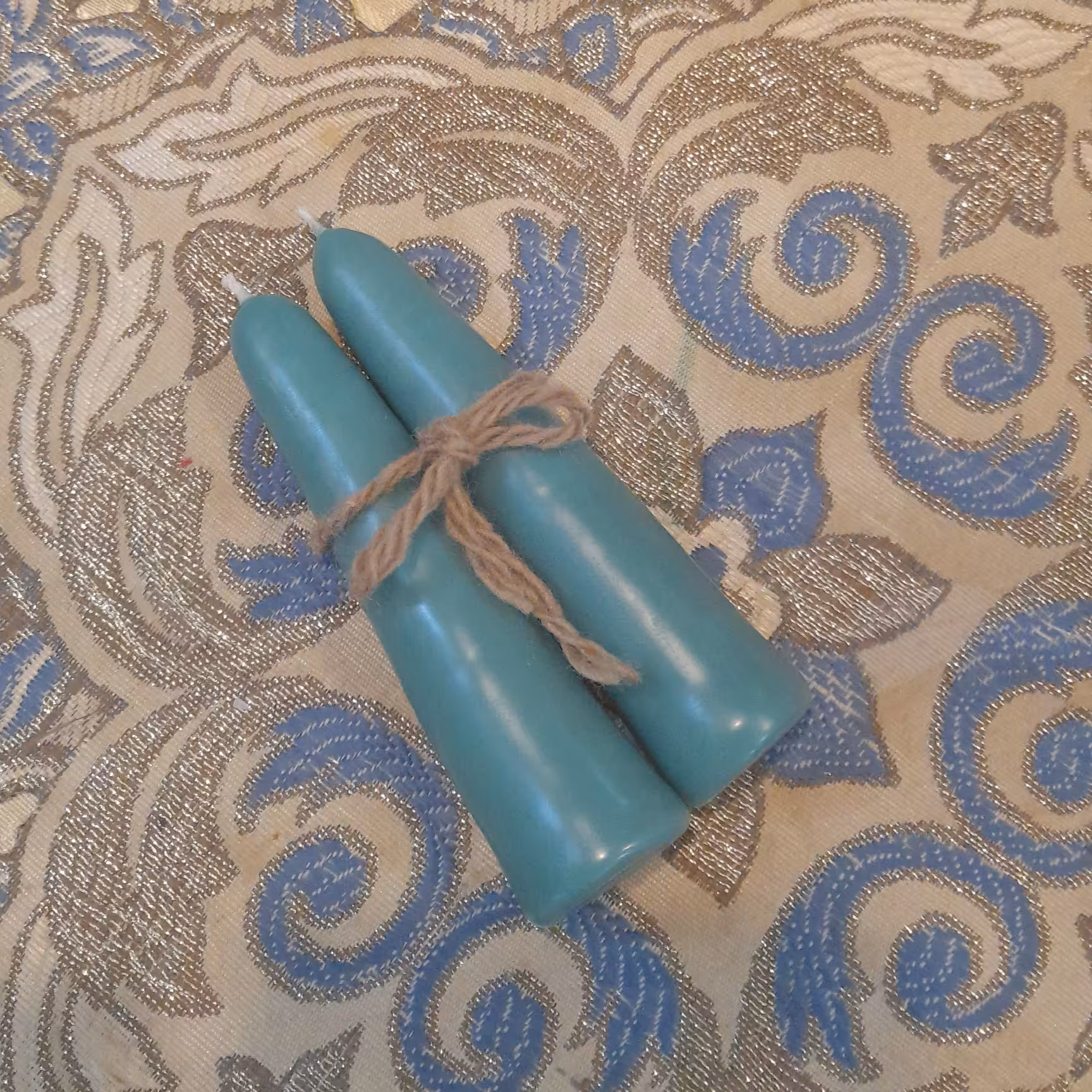 پک دو عددی شمع قلمی دستساز رنگ سبز ارتفاع 10