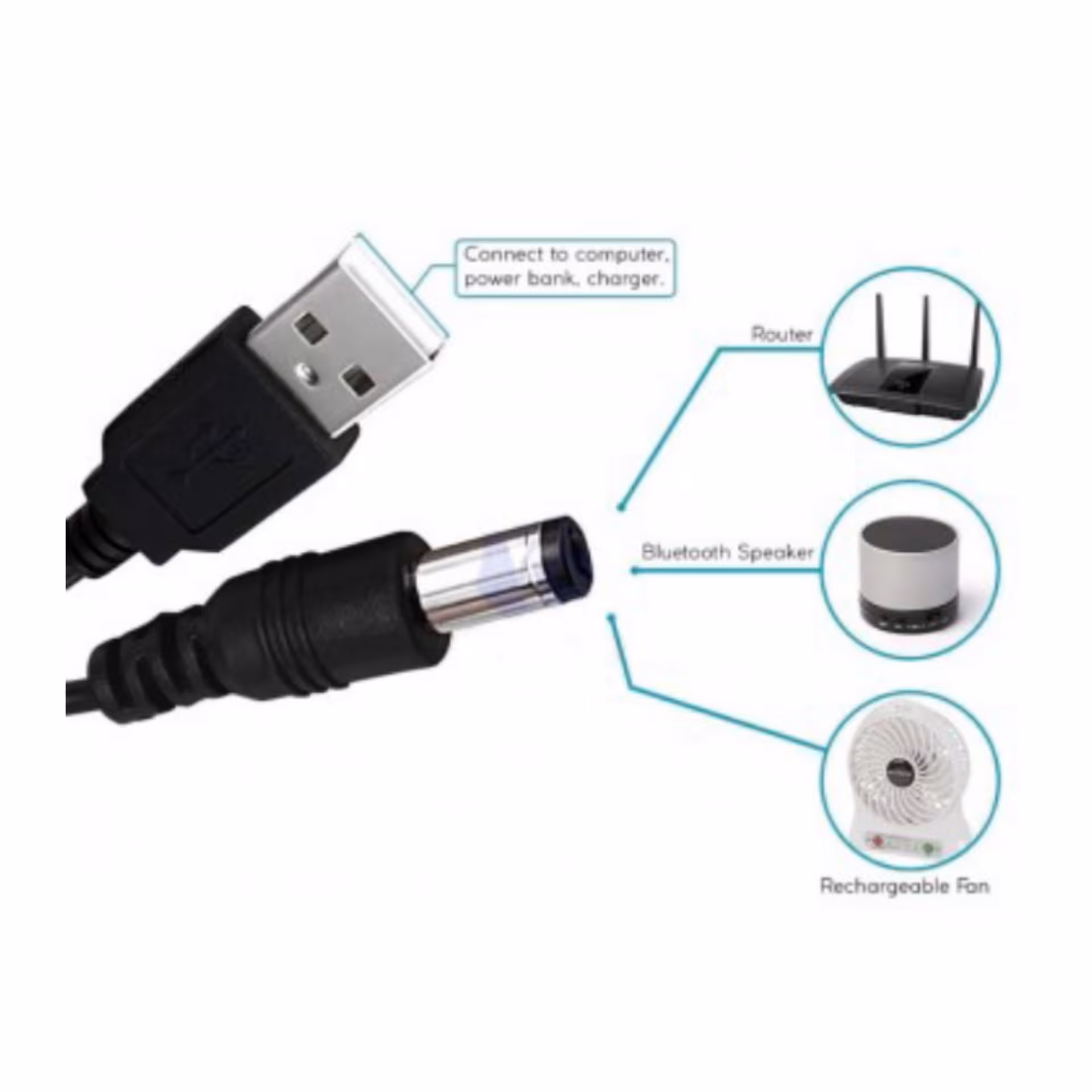 کابل تبدیل usb به Dc سوکت 5525 کیفیت عالی