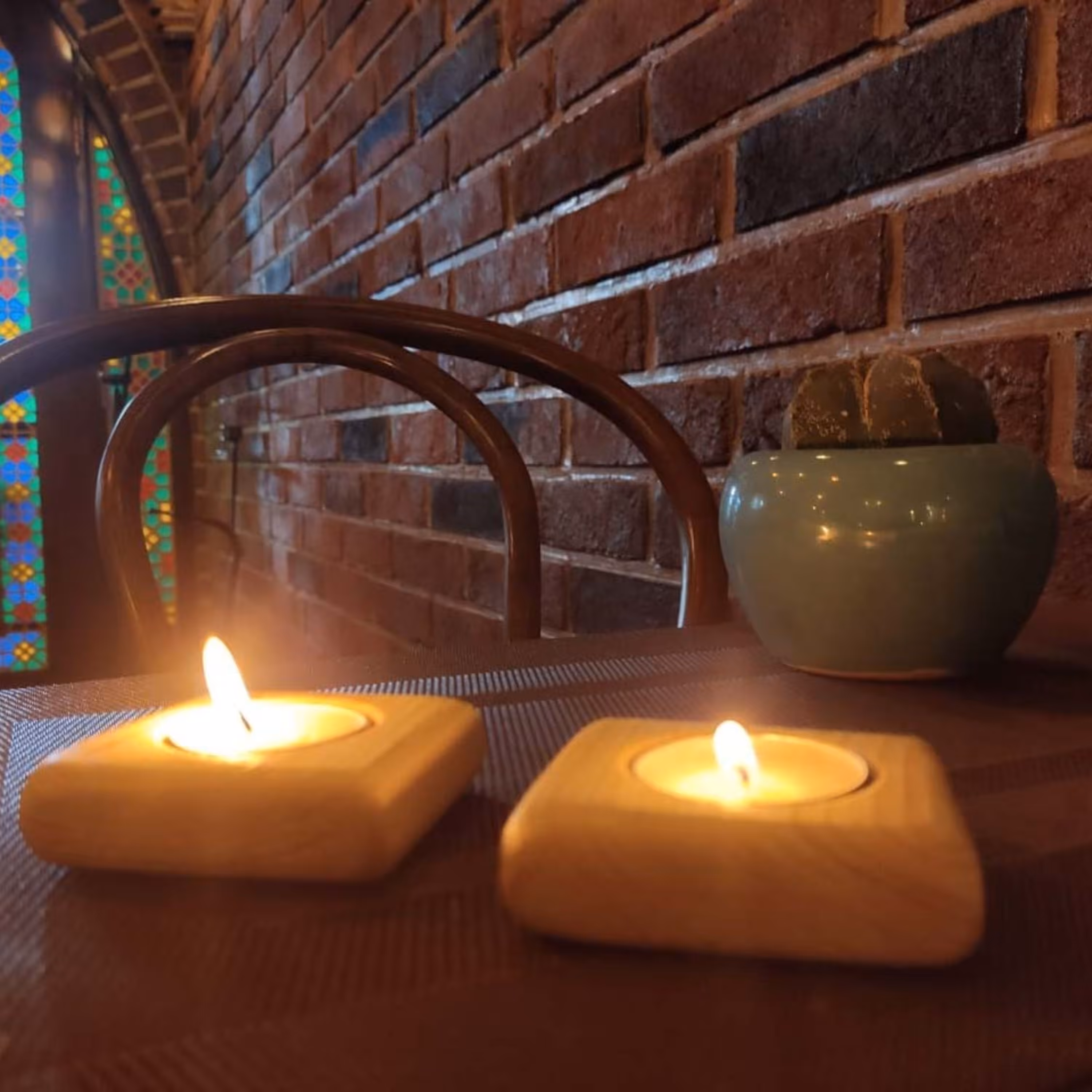 جا شمعی کوچک چوب طبیعی دستسازه چوب نراد روسی