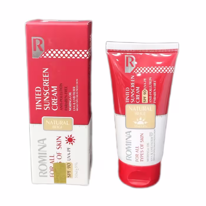 کرم ضدآفتاب رنگ بژ طبیعی SPF 90 رومینا حجم 50 میل
ROMINA TINTED SUNSCREEN FOR ALL TOYPS OF SKIN