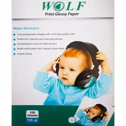 فتوگلاسه 135 گرم 100 برگی WOLF - A4
