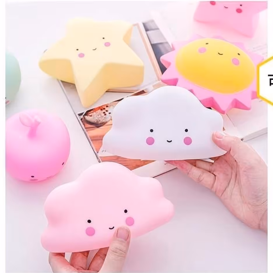 چراغ خواب طرح ابر رنگ  صورتی