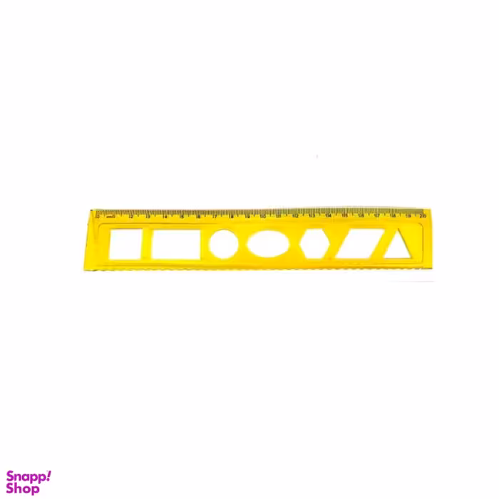 خط کش 20 سانتی ژله ای رنگ زرد با شابلون