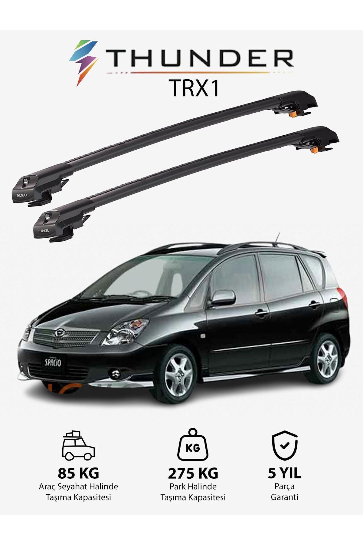 نوار محافظ خودرو مشکی TOYOTA COROLLA SPACO 2001 2007 TRX1 CARRIER قفل جستجو SEAN CARRIT SUILING BAR سیاه Thunder
