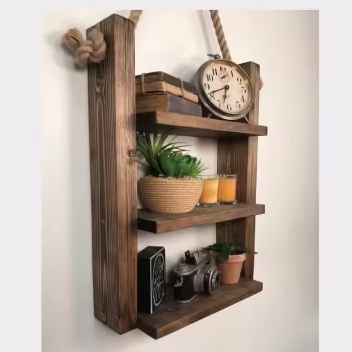 شلف دیواری فندقی ابعاد 19×35×45 طرح آویز